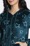 Zivame Knit Poly Velour Jacket - Dark Sea — thumbnail 5